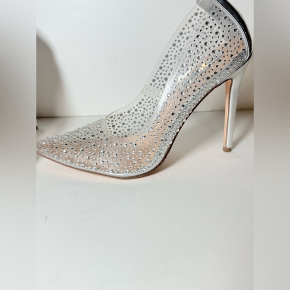 Steve Madden Glittering Clear Silver Heels Size 7.5 - Picture 4 of 8